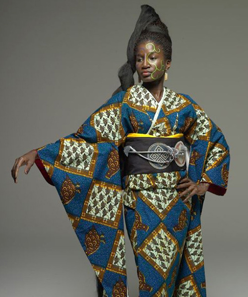 Part four (final): Artist Serge Mouangue’s work fuses African and Japanese traditions.  A furisode and obi with African motifs.