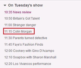 simplycolinmorgan:

As you can see, Colin will be appearing on the UK programme, This Morning, at 11.15am BST (British Summer Time).
