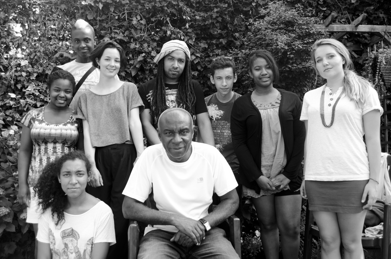 &#8216;Organised Youth&#8217; team with Neil Kenlock, at his home in London. Photographer: Nathaniel Bagot-Sealey