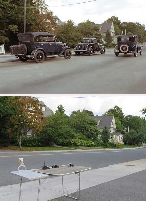 Los coches de la primera foto están en la segunda.