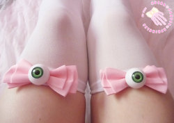 sugarcoatedsprinkles:  I have two long awaited updates! I have restocked my pink eyeball bow stockings and in a size that fits more people ? Buy them here ox  ?