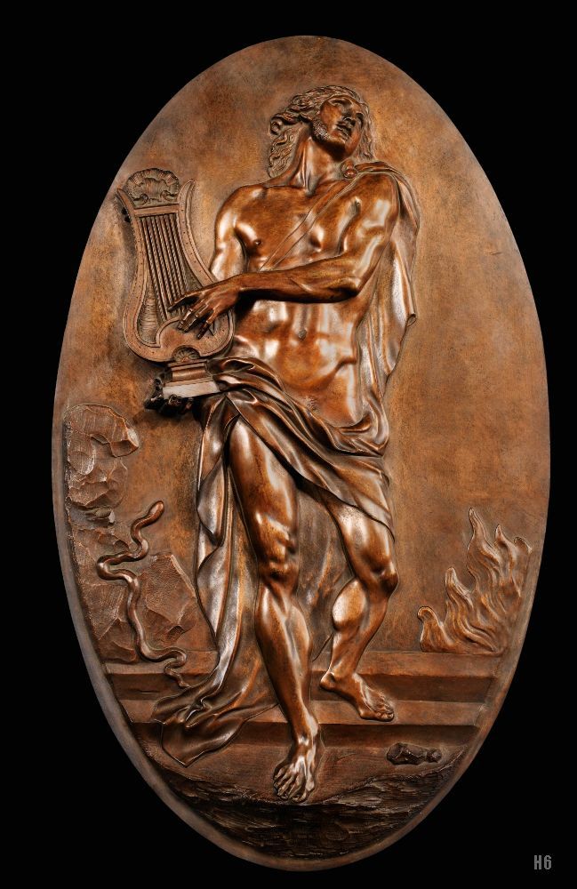 Orpheus holding a Lyre. 18th.century. after a model by Augustin Pajou. French. 1730-1809. bronze medallion.
http://hadrian6.tumblr.com