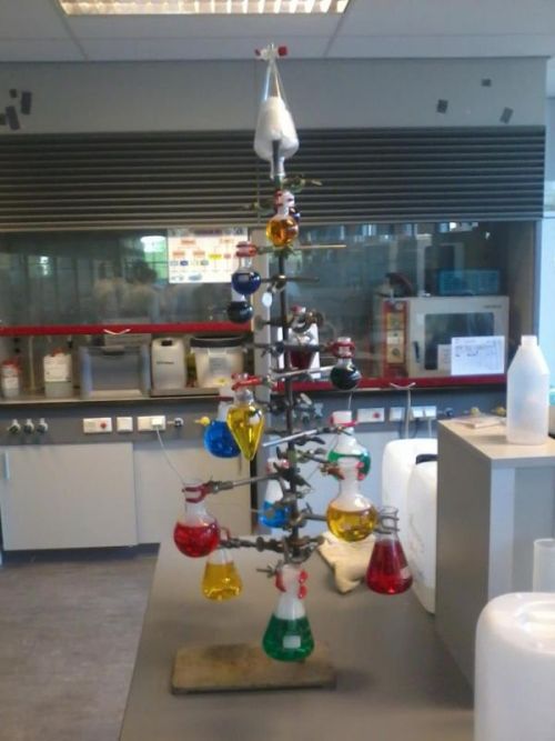 Chemistree, A Christmas Tree Made Out of Chemistry Lab Equipment