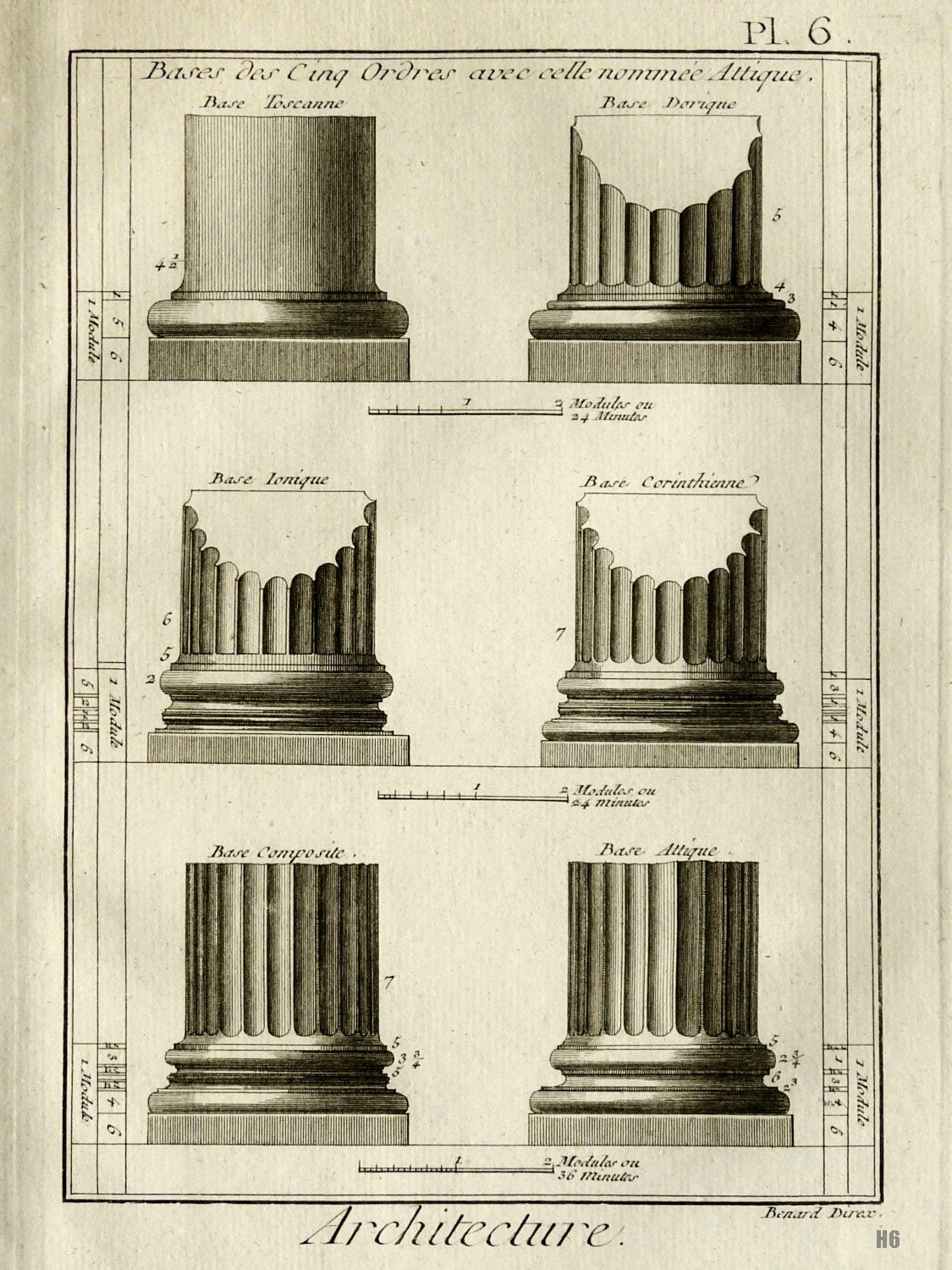 Architecture - Classic Order of Column Bases. 1779.   copper engraving on laid paper.
http://hadrian6.tumblr.com
