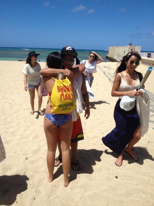 Bruno with a fan in Hawaii