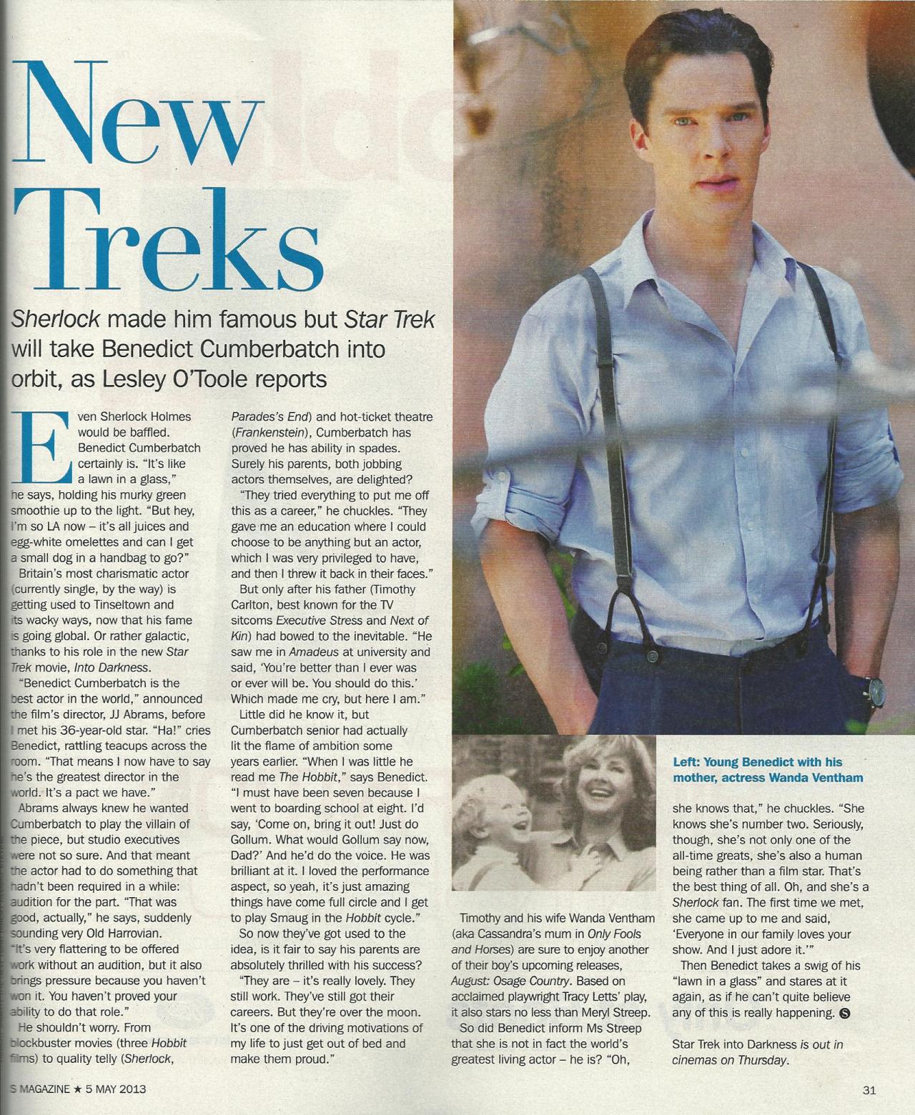 1537paperstreet:

Benedict Cumberbatch in S Magazine (this is where I got this quote from if anyone is interested). 


Another, different braces picture&#8230; and a small dog in a handbag to go. 