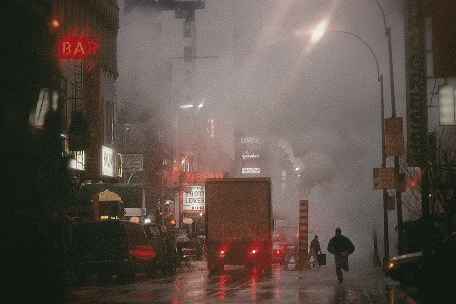 Steam pours over the streets of Broadway’s Time Square, November 1987.Photograph by Jodi Cobb, National Geographic