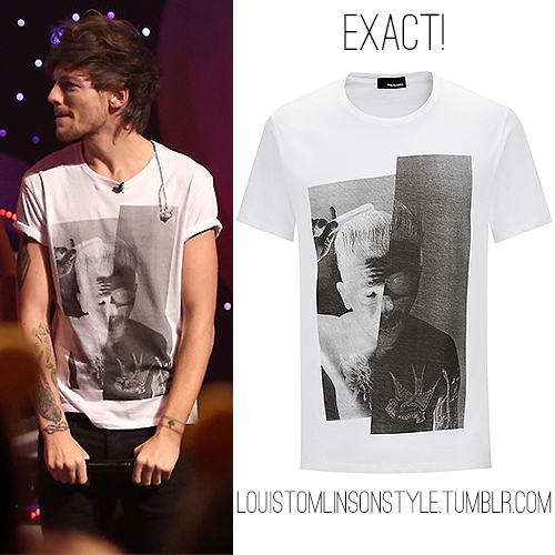 louistomlinsonstyle:

Louis has been seen wearing this Splitted Face T-Shirt from the Kooples during the Children In Need performance and the recent Text Santa video.