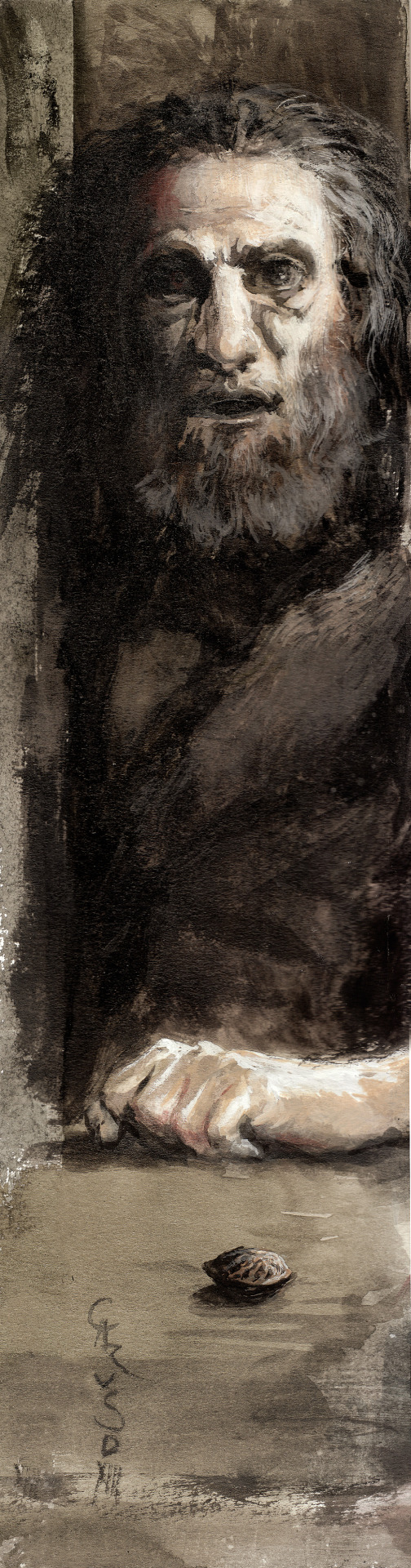 

Santiago Caruso / Study in gouache and tempera for “La Tentation de Saint Antoine” / 8 cm x 31,5 cm

