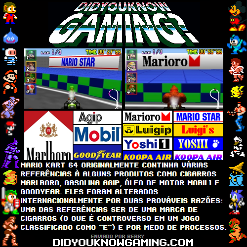Mario Kart 64.Anexo: http://tcrf.net/Mario_Kart_64#Version_Differences 