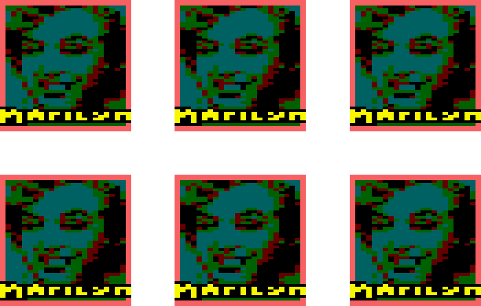 Images from Leisure Suit Larry, which riff off of Warhol's Marilyn Monroe paintings