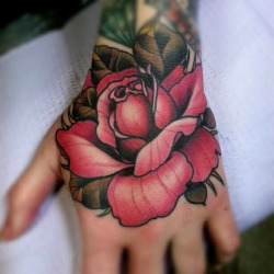 Traditional Rose Hand Tattoo