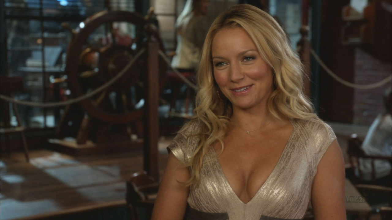 Becki Newton busting out of her cocktail dress