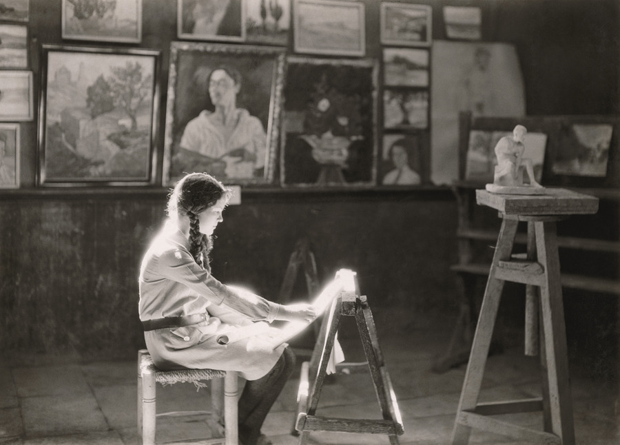 A student works at the Bezalel School of Arts and Crafts in Jerusalem, 1927.Photograph by Maynard Owen Williams, National Geographic