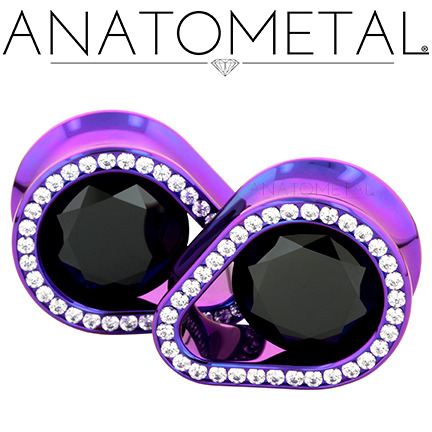 anatometal:

7/8” Super Teardrop Eyelets in ASTM F-136 titanium, anodized blurple with CZ and Black CZ gemstones 
