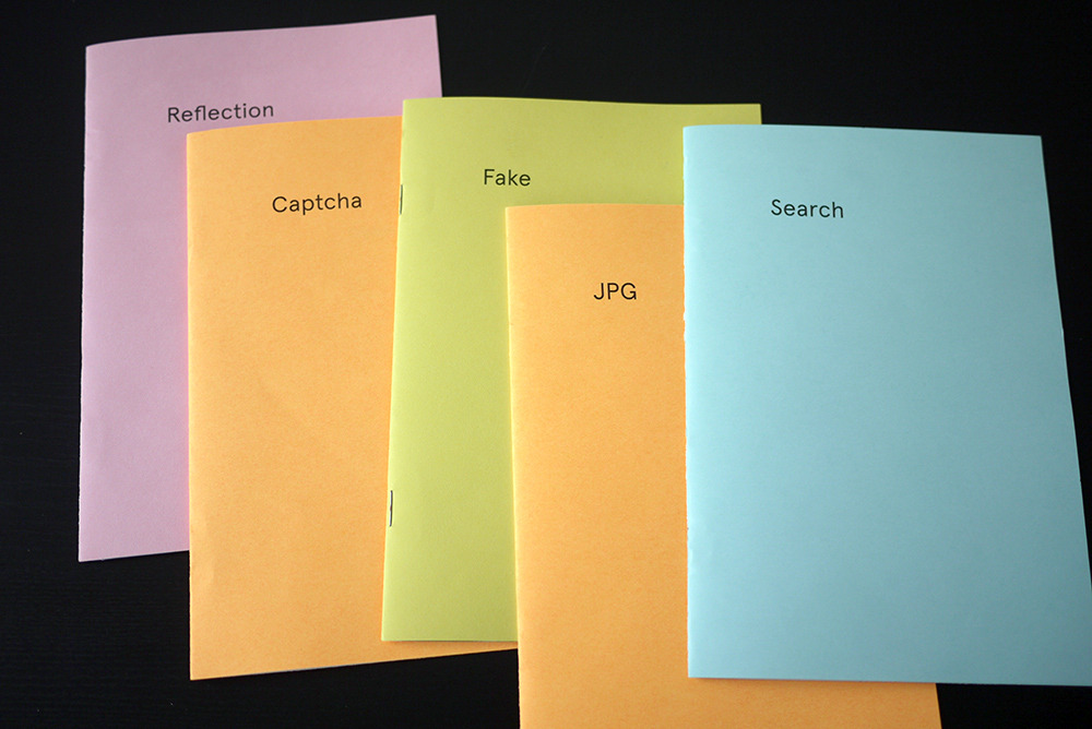 Kosas, Karolis. Captcha, Fake, JPG, Reflection, Search. 
Selections from Anonymous Press (Α–Π), PoD, 2013.
