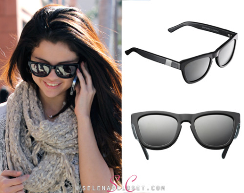 Selena Gomez was all smiles when she was spotted out and about in LA yesterday wearing these Westward Leaning  N°10.1 Wintermute Sunglasses. You can find them on Westward Leaning&#8217;s website for $150.  <br /> Buy them HERE <br /> She wore these sunglasses with a Sparkle &amp; Fade top, Staring at stars scarf,  Yosi Samra Flip Flops and Dolce &amp; Gabbana bag