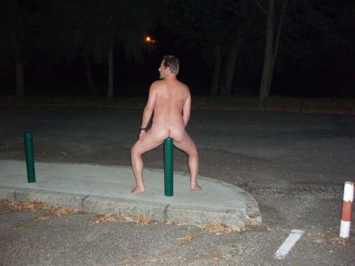 "algaycho sitting on a pole in a parking lot at night"
Another great suggestion by algaycho! He never fails to impress us. Visit his blog and help him be exposed: http://algaycho-exposed.tumblr.com/