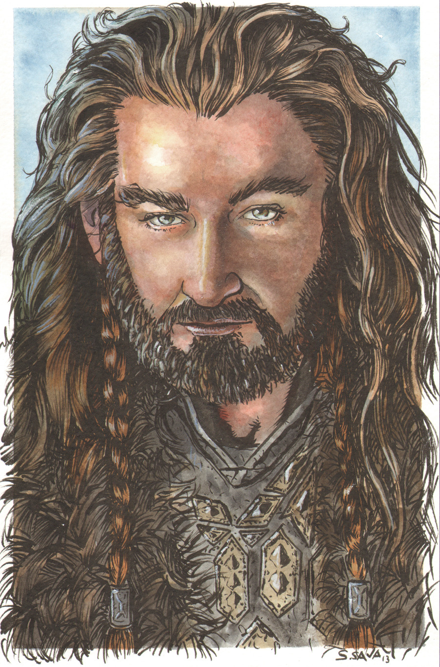 Thorin Oakenshield from the Hobbit Original Watercolor Painting…Such a great character from the movie. Well done.Painting is 6x9 inches on Strathmore Watercolor paper.Done in inks and watercolors.You can see more of my work here…http://www.etsy.com/shop/ScottChristianSavaThanks