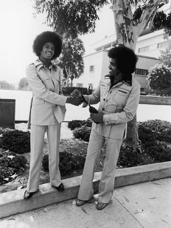 Michael Jackson with father Joe Jackson in 1975