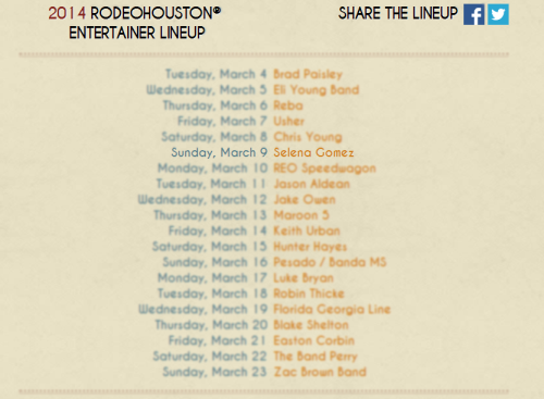 Selena is scheduled to perform at RodeoHouston in Houston, TX on March 9th!