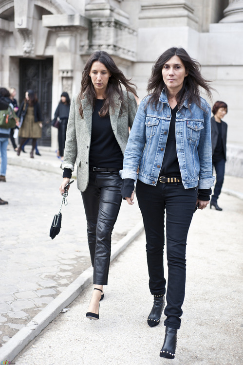 Emmanuelle Alt and  Geraldine Saglio Street Style