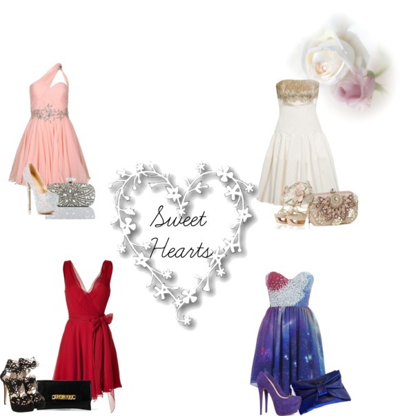 Sweet hearts by amymeme featuring one shoulder dresses