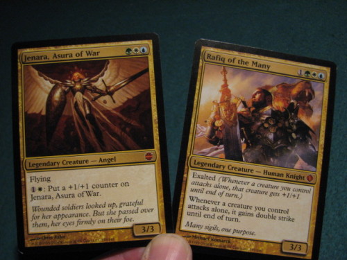 Magic: the Gathering
QUESTION : Which General for EDH / Commander would you rather have and why ?
The Choices : Jenara, Asura of War - OR - Rafiq of the Many ?