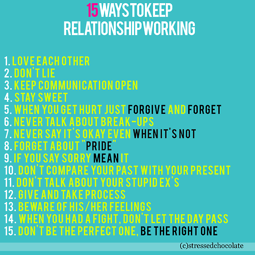15 ways to keep relationship workingFOLLOW BEST LOVE QUOTES FOR MORE LOVE QUOTES