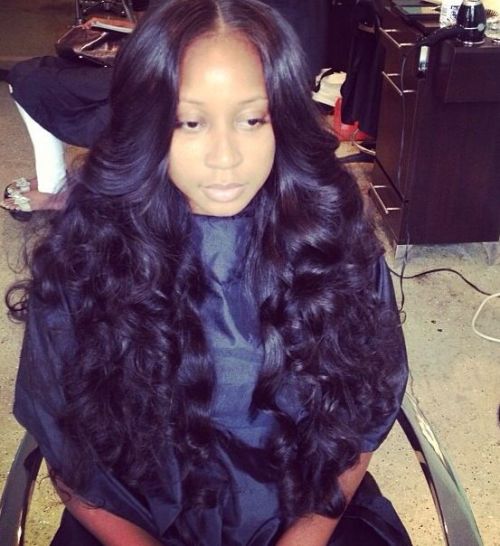Middle Part Curls with Sew.in