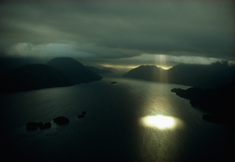 Aerial view of Dusky Sound near the southwestern tip of South Island in New Zealand, September 1971.Photograph by Gordon Gahan, National Geographic