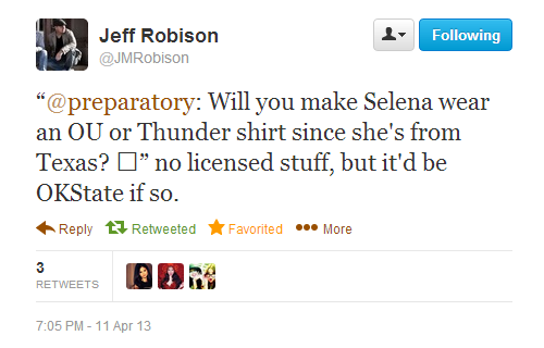 Jeff Robison on Selena Gomez’s clothing for her new movie‘Rudderless’.