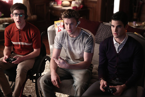 
[UHQ] Artie (Kevin McHale), Sam (Chord Overstreet), and Blaine (Darren Criss) in 5.20, The Untitled Rachel Berry Project.
