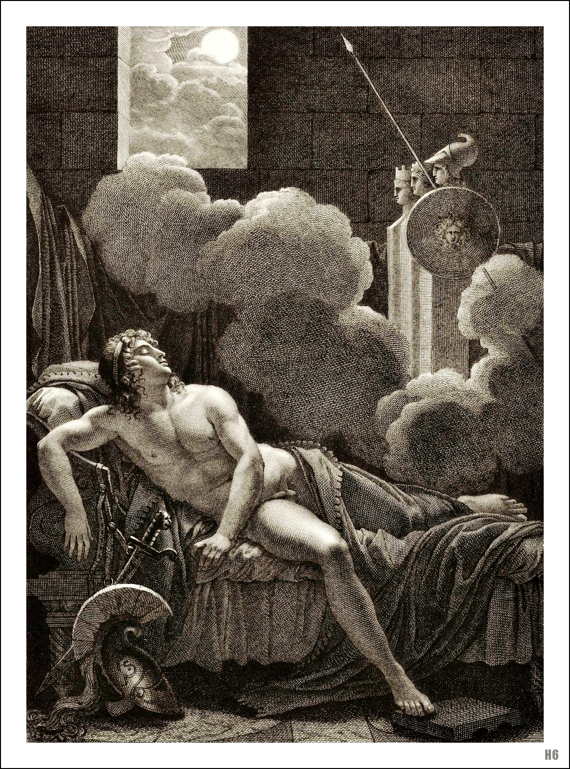 The Dreams of Aeneas. 1829. illustration from Virgil&#8217;s Aeneid. Anne Louis Girodet de Roussy Trioson. French 1767-1824. engraving.
http://hadrian6.tumblr.com