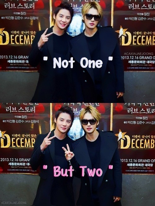 Not one but two two two, my heart trembles
Im falling down, falling down to you.

&#8212;&#8212;&#8212;&#8212;&#8212;&#8212;&#8212;&#8212;&#8212;&#8212;&#8212;&#8212;&#8212;&#8212;&#8212;&#8212;&#8212;&#8212;&#8212;&#8212;&#8212;&#8212;&#8212;&#8212;&#8212;-
JaeJoong with JunSu ~~ ღ Ver.Not One But Two&#160;: Boyfriend