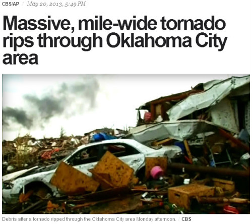 CBS - Massive, mile-wide tornado rips through Oklahoma City area