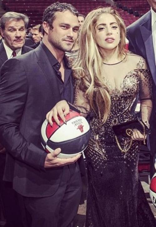 Gaga and Taylor Kinney at a Chicago Bulls charity dinner last night.