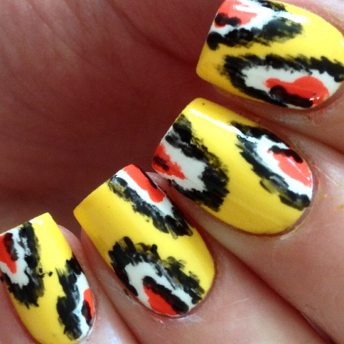Summery ikat-mani using OPI Alpine Snow, Toucan Do It If You...