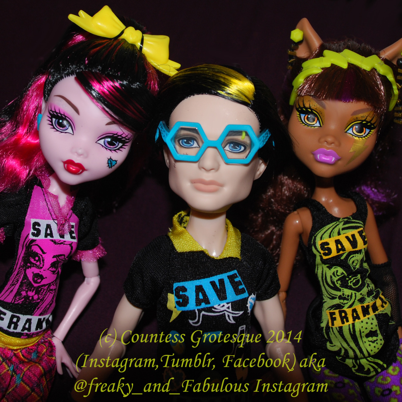 countessgrotesque:

Monster High: Freaky Fusion: Save Frankie. Draculaura, Jackson Jekyll and Clawdeen Wolf. Brand new dolls, for some CRAZY reason Australia got them first for the first time EVER! a wave of Monster High dolls that were kept secret by Mattel and POW here they are!
For these and more feel free to find me on Instagram, My doll account is @freaky_and_fabulous and it is predominantly Monster High.