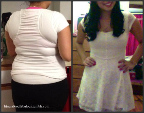 fitnessfoodfabulous:

My before and after!! Sorry I couldnt get pictures in the same position but I avoided the camera like the plague at my highest weight. I am so proud of myself for finally doing this the healthy way. I love my body now not only for the way it looks but for the things I can do. 
Highest weight: 190 
Current weight: 131 
Height: 5’2 
About a 7 month difference 
Thank you all so much for sharing your tips with me, helping me stay motivated and helping me believe in myself &lt;3
