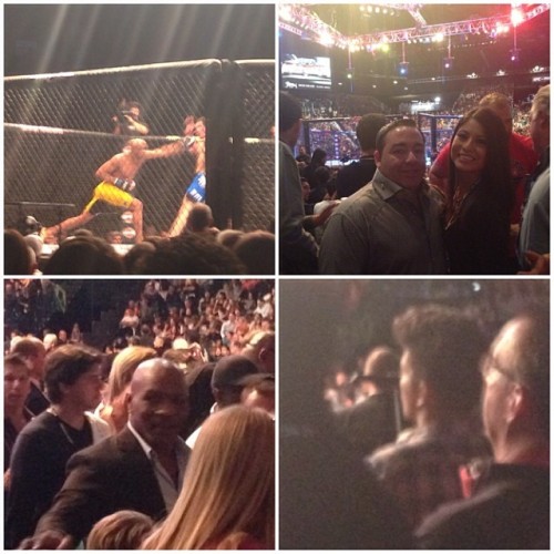 jenccarr: I normally don&#8217;t do this - but had to snap a pic of #miketyson and#brunomars a few rows ahead of us! #ufc #silva #weidman #weidmanvssilva#fight
