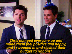 parks and rec gif of chris and ben