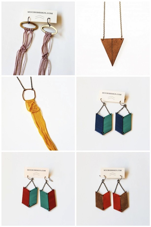handmade jewelry with thread macrame and leather