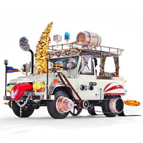 (via Studio Job converts Land Rover Defender into “hotch-potch on wheels”)