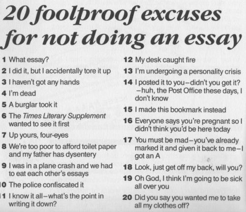 Top ten best excuses for not doing your homework