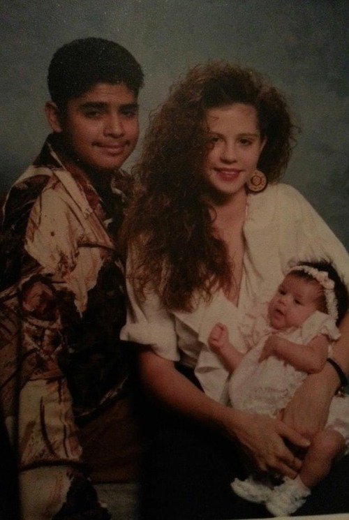 A picture of baby Selena Gomez with her parents Amanda Teefey (Cornett) and Ricardo Joel Gomez. 
