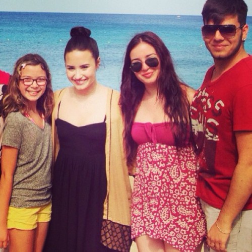 Demi with fans in Barbados
