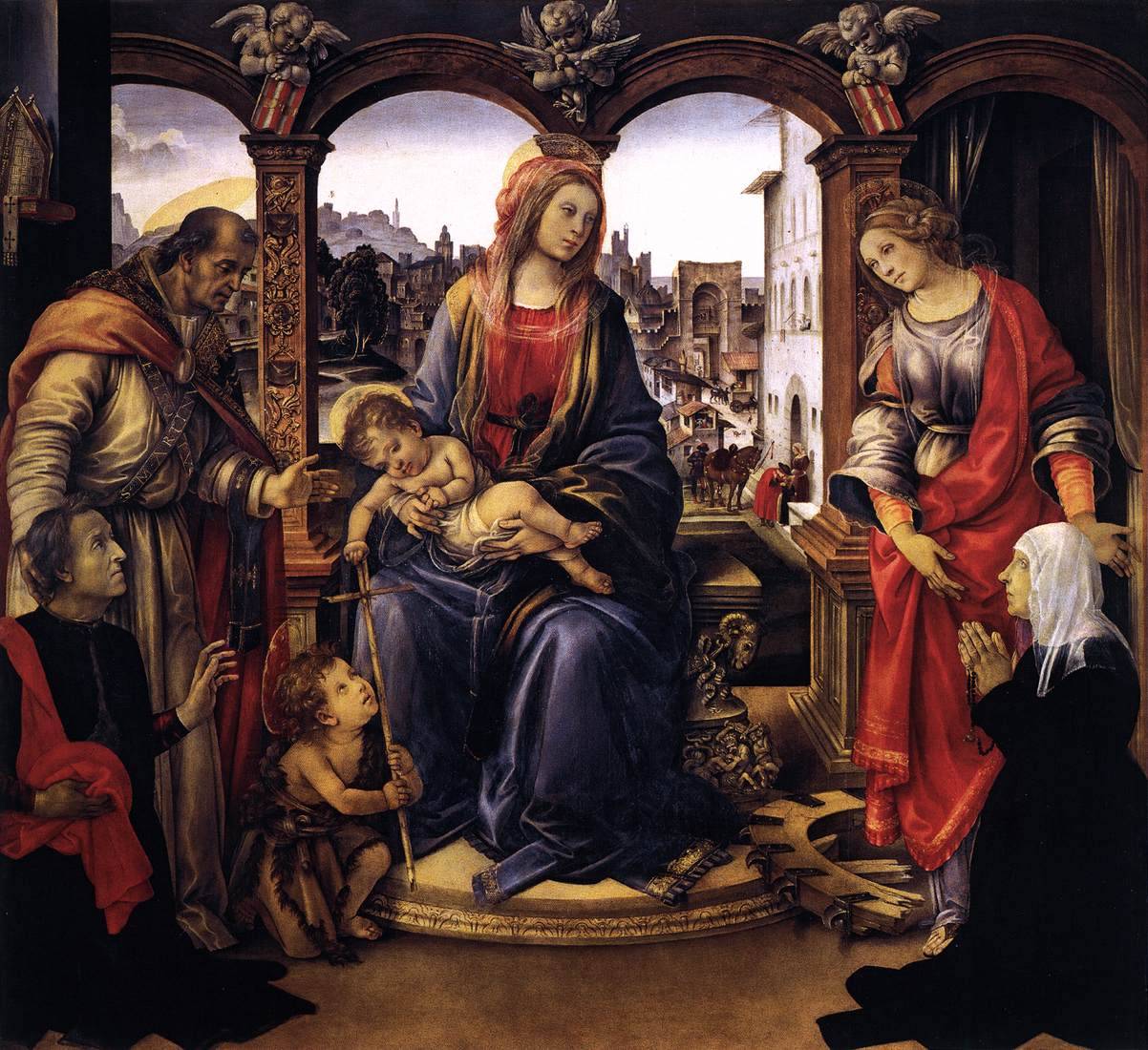 artmastered:

Filippino Lippi, Madonna with Child and Saints, c.1488