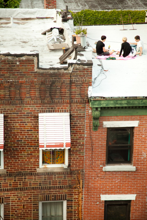 greenlikebathwater:

perricatherine:

hhemmeger:

fromme-toyou:

Picnic on a roof.
Brooklyn, New York
5D Mark II



