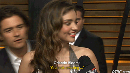 ontheredcarpet:

Miranda Kerr got QUITE the surprise at Vanity Fair’s Oscars 2014 after party — a kiss from ex Orlando Bloom — during OUR interview!
Watch the EXCLUSIVE VIDEO on OTRC.com.
